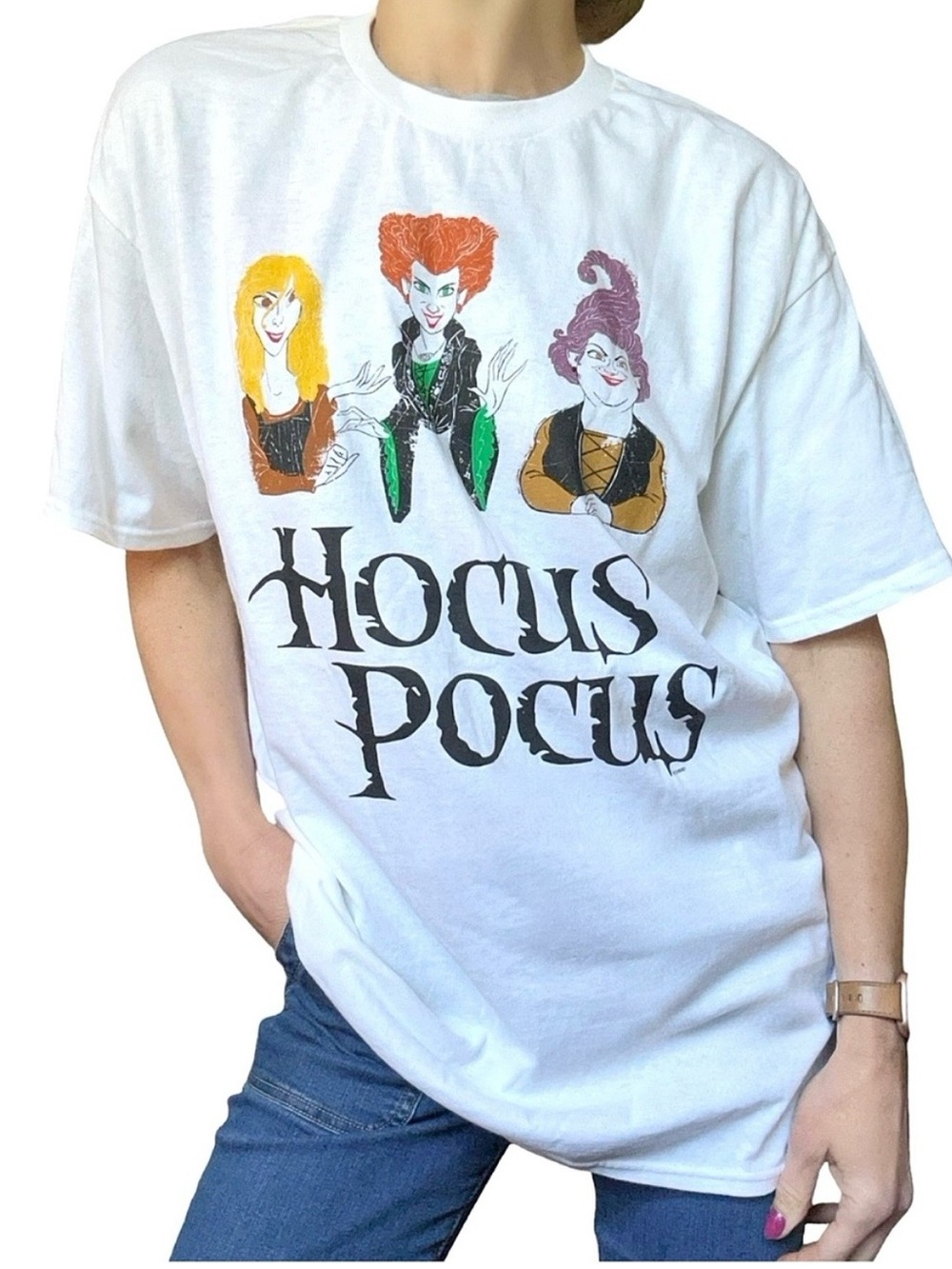 White Hocus Pocus Sanderson Sisters Graphic T-Shirt Size Large